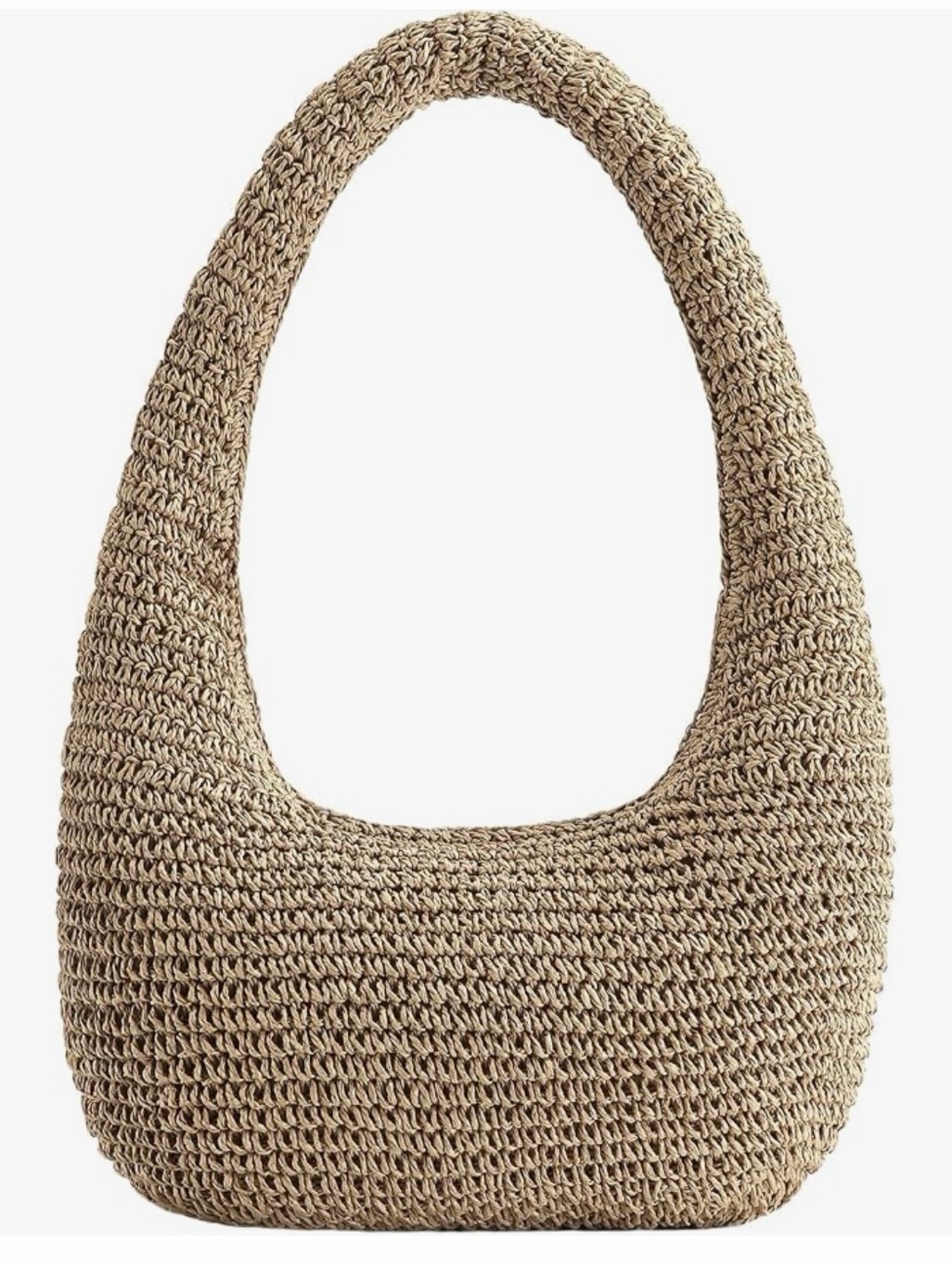 Woven Straw Hobo Bag In Natural